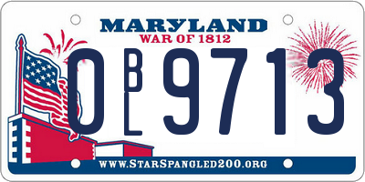 MD license plate 0BL9713