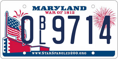 MD license plate 0BL9714