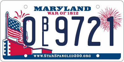 MD license plate 0BL9721