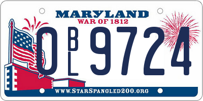MD license plate 0BL9724