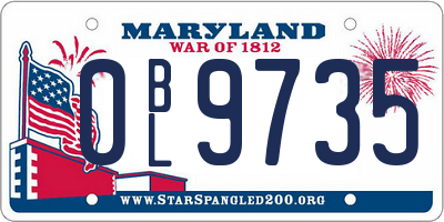 MD license plate 0BL9735