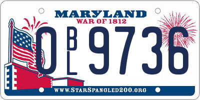 MD license plate 0BL9736