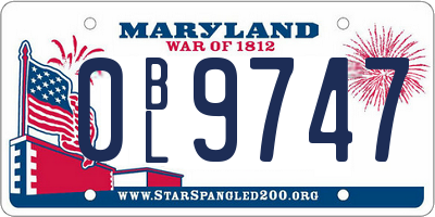 MD license plate 0BL9747