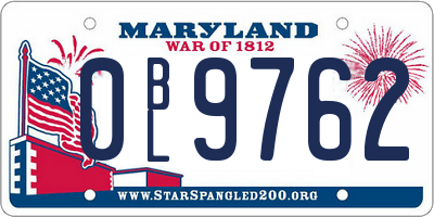 MD license plate 0BL9762