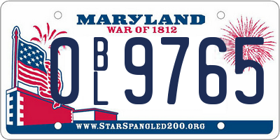 MD license plate 0BL9765