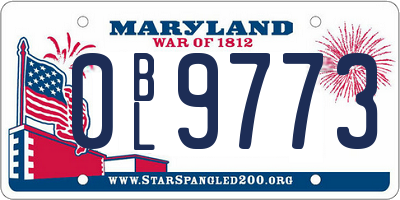 MD license plate 0BL9773