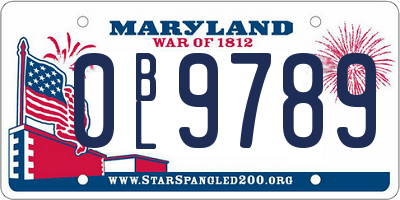 MD license plate 0BL9789