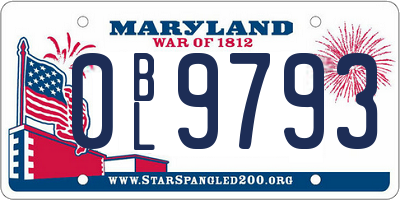 MD license plate 0BL9793