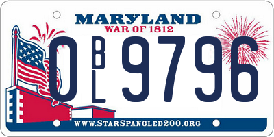 MD license plate 0BL9796