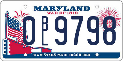 MD license plate 0BL9798