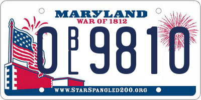 MD license plate 0BL9810