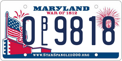 MD license plate 0BL9818