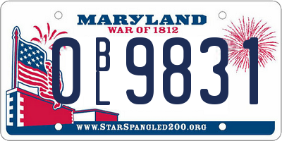 MD license plate 0BL9831