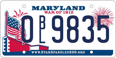 MD license plate 0BL9835
