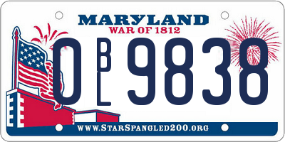 MD license plate 0BL9838