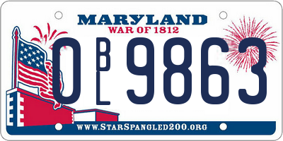 MD license plate 0BL9863