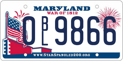 MD license plate 0BL9866