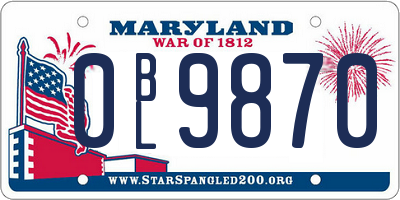 MD license plate 0BL9870