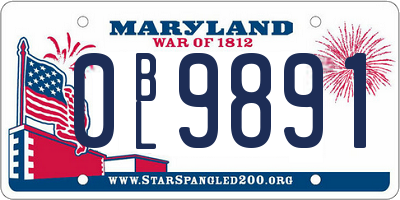 MD license plate 0BL9891