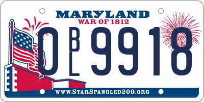 MD license plate 0BL9918