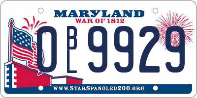 MD license plate 0BL9929