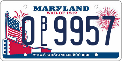 MD license plate 0BL9957