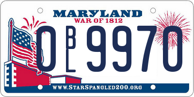 MD license plate 0BL9970