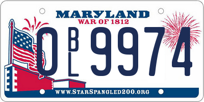 MD license plate 0BL9974