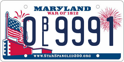 MD license plate 0BL9991