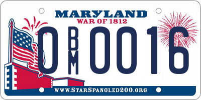 MD license plate 0BM0016
