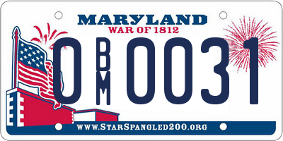 MD license plate 0BM0031