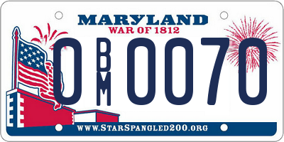 MD license plate 0BM0070