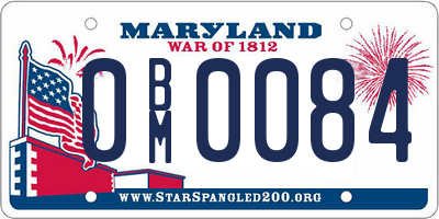 MD license plate 0BM0084