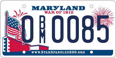MD license plate 0BM0085