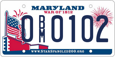 MD license plate 0BM0102