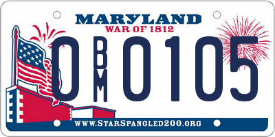 MD license plate 0BM0105