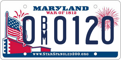 MD license plate 0BM0120