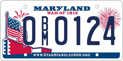 MD license plate 0BM0124