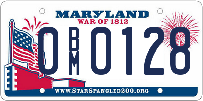 MD license plate 0BM0128