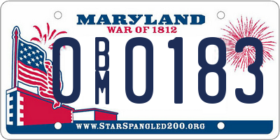 MD license plate 0BM0183