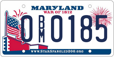 MD license plate 0BM0185