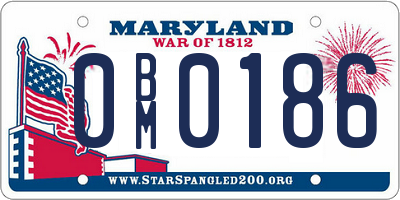 MD license plate 0BM0186