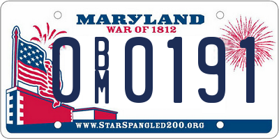 MD license plate 0BM0191