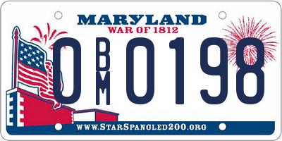 MD license plate 0BM0198
