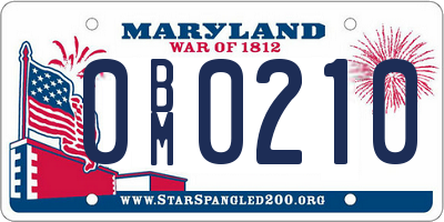 MD license plate 0BM0210