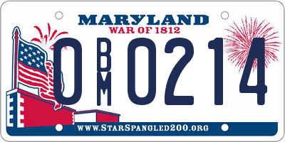 MD license plate 0BM0214
