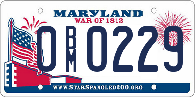 MD license plate 0BM0229