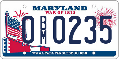 MD license plate 0BM0235