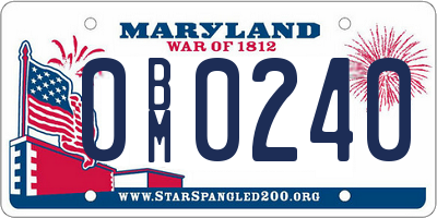 MD license plate 0BM0240