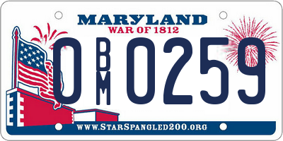 MD license plate 0BM0259